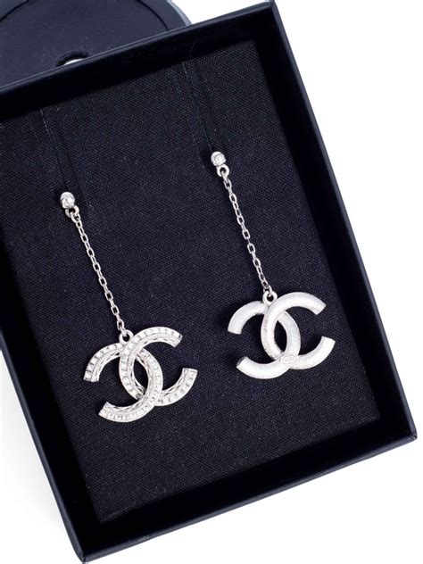 chanel metal chain earrings|chanel swarovski earrings.